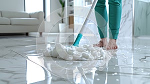 The woman mopping the floor.AI generated image