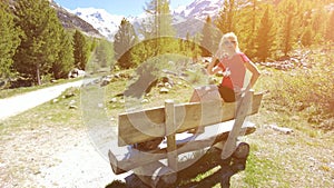 woman in Morteratsch glacier trekking trail