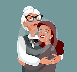 Woman and Mother-in-Law Hating Each Other Vector Cartoon photo