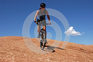 Woman mountain biking