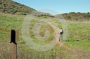 Woman mountain biking