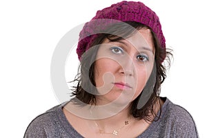 Woman with a mournful woebegone expression