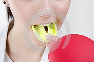 Woman with mouthguard