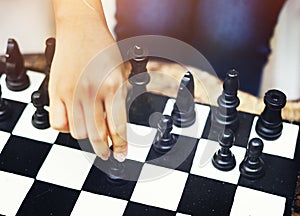 Woman Move Playing Chess Game Concept