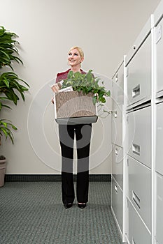 Woman moving office