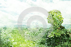 Woman in multiple exposure portrait as art photography