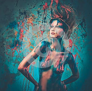 Woman muse with creative body art