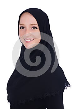 Woman with muslim burqa
