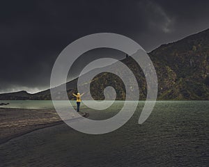 Woman on a mystical lagoon