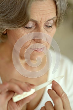 Woman with nail file