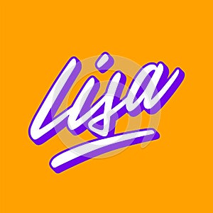 Woman name Lisa hand lettering with 3d effect