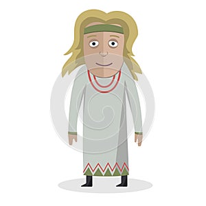 Woman in national dress. Slavs. National clothes. Vector illustration.