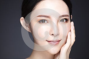woman with natural makeup and clean skin