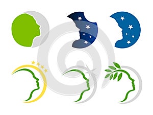 Woman nature and stars logo