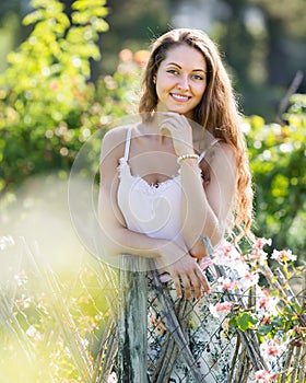 Woman near fence