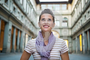 Woman near uffizi gallery in florence, italy