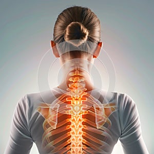 Woman Neck Spine Upper Back Pain Skeleton Concept photo