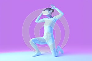 woman neon sport glasses game vr digital reality innovation gadget virtual. Generative AI.