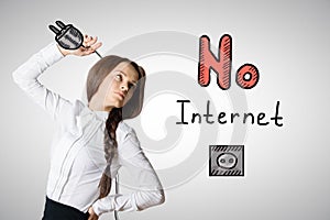 Woman with no internet