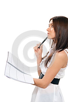 Woman with notebook organizer writing