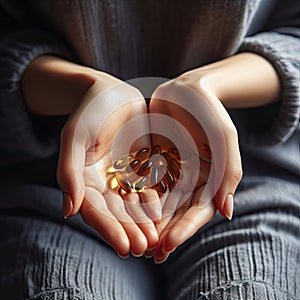 Woman with Nutritional Supplements