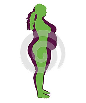 Woman Obesity and healthy woman illustration photo