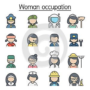 Woman Occupation, Profession, Career filled outline icon