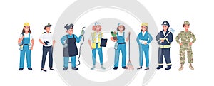 Woman occupations flat color vector detailed characters set