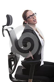 Woman in office chair