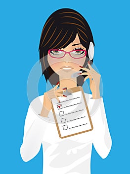 Woman in office, receptionist, operator