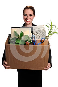 Woman With Office Supplies in box