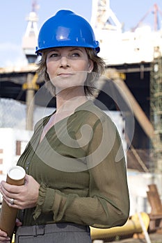 Woman oil platform engineer