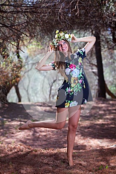 Woman and olive forest