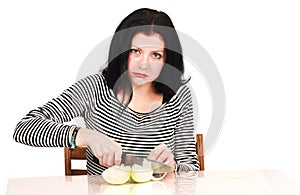 Woman with onion