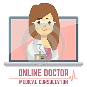 Woman online doctor consultation concept design