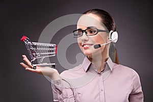 The woman in online shopping concept