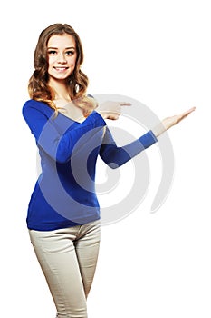 Woman with open hand palm