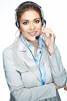 Woman opereator customer service suit dressed smile.