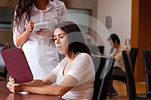 Woman ordering food