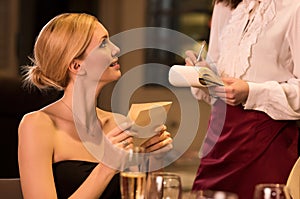 Woman ordering food photo