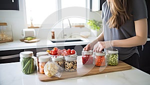 Woman Organizing Freshly Vegetables in Kitchen
