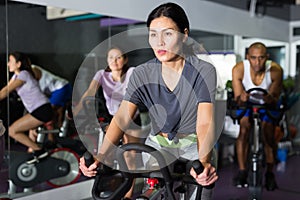 Woman and other females working out in club