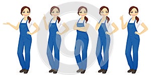 Woman in overalls set