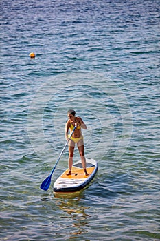 Woman on a paddleboard