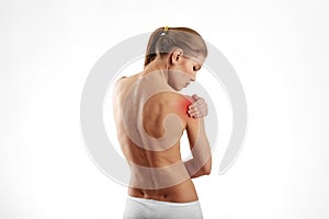 Woman with painful shoulder