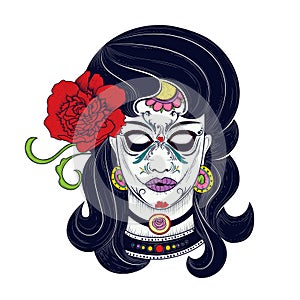 Woman with a painted face vector