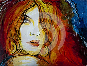 Woman painted portrait