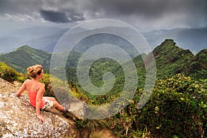 Woman panorama El Yunque