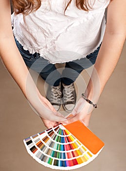 Woman with pantone palette