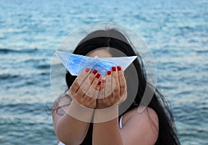 Woman with papership